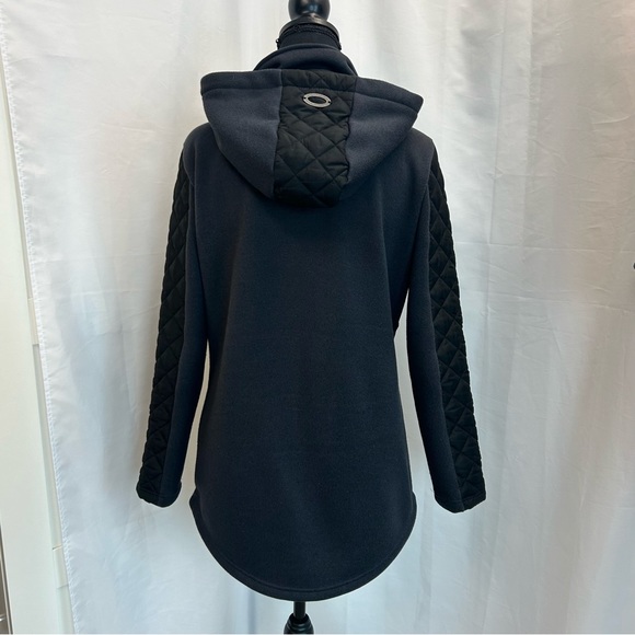 Oxygen navy blue black quilted fleece zippered hooded fall winter jacket - Picture 5 of 13